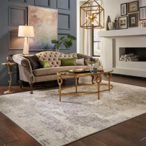 Patterned area rug in living room | Carpet Warehouse